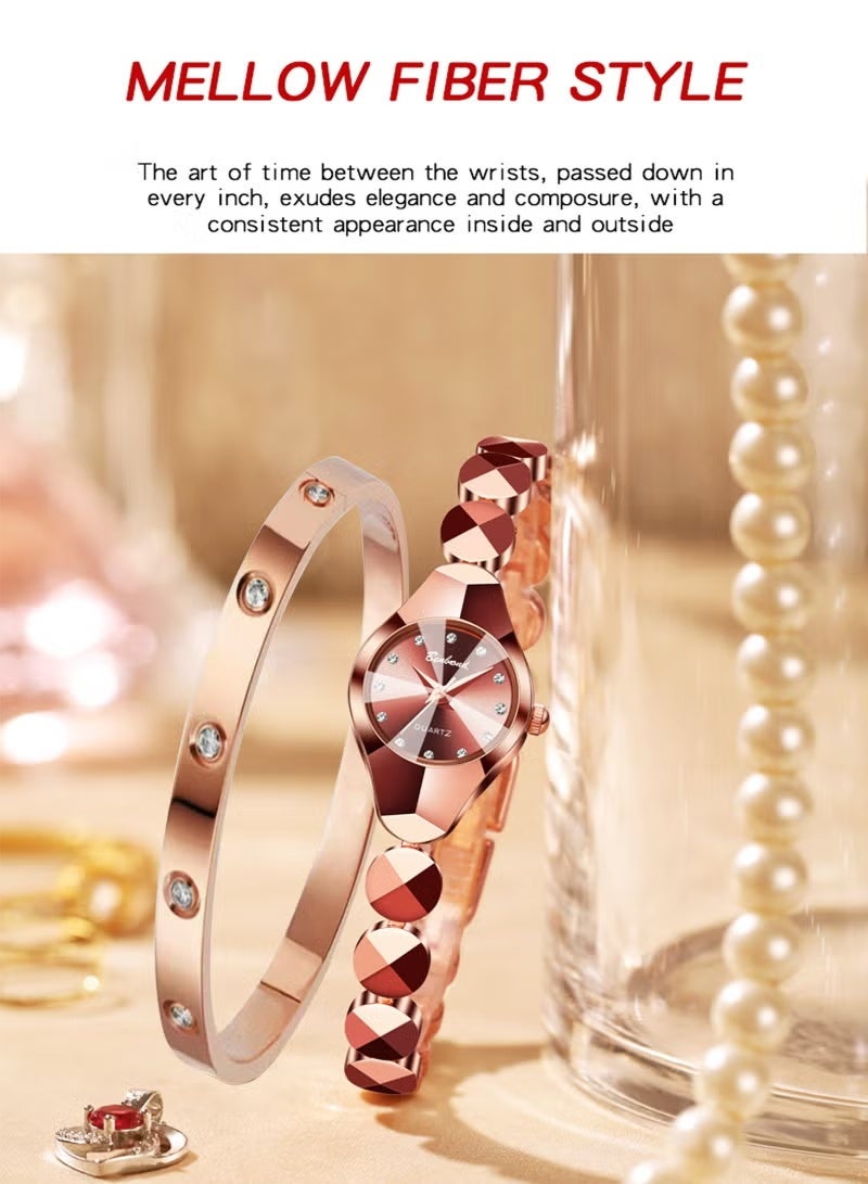 BINBOND Women's Water Resistant Quartz Analog Watch with Bracelet - Rose Gold - Image 4